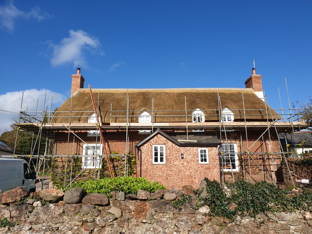 Thatched Cottage, full re-thatch with wheat straw in Somerset by Luke Robinson Master Thatcher