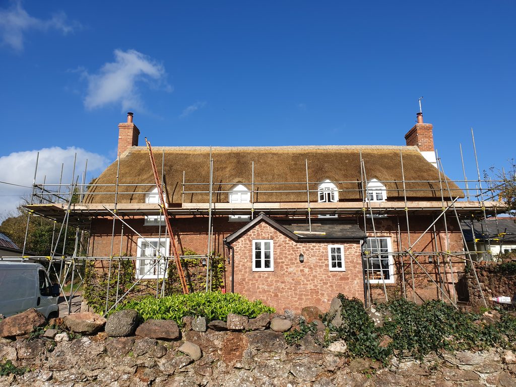 Thatched Cottage, full re-thatch with wheat straw in Somerset by Luke Robinson Master Thatcher